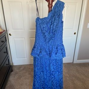 Tadashi Shoji blue peplum evening dress